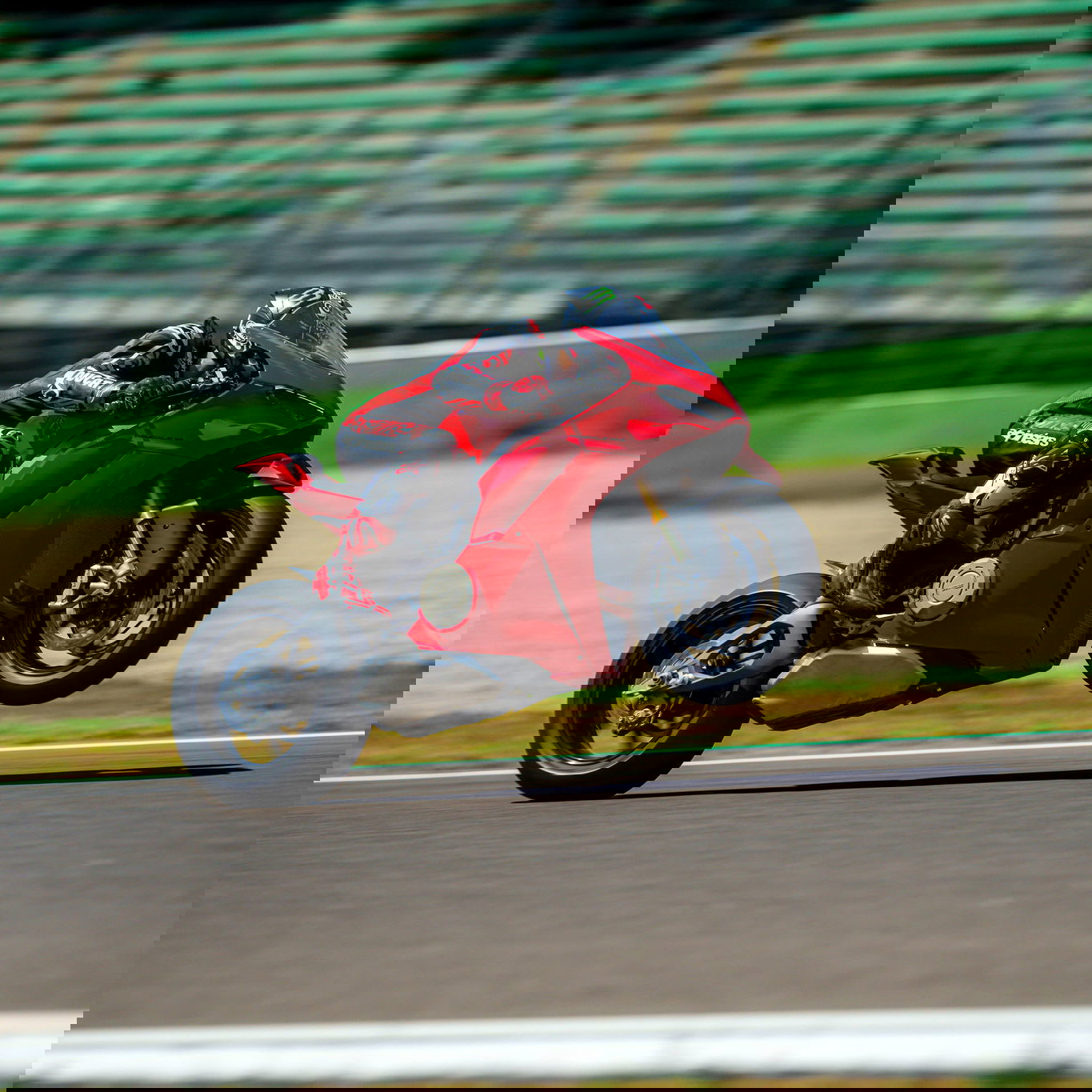 A Ducati motorbike pulling a wheelie